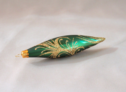 Ornament zlatý na zelené - rakety 6ks